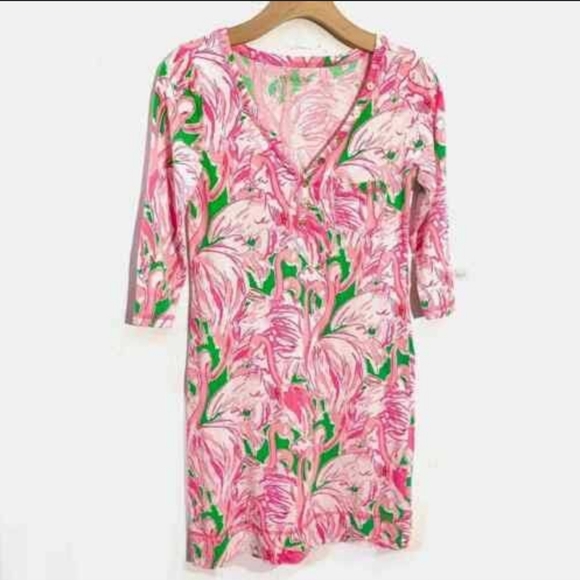 NWT LILLY PULITZER pink colony flamingo dress 100% Pima Cotton. soft! - Picture 3 of 12